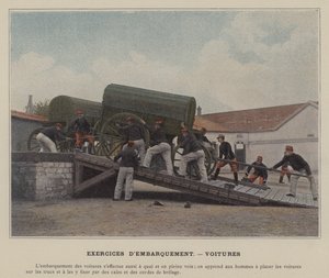 Boardingøvelser, biler (farget bilde) av (after) French Photographer