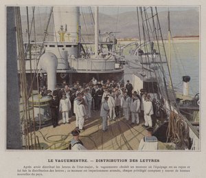 Vaguemestre, utdeling av brev (farget bilde) av (after) French Photographer