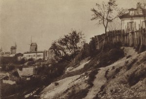 Hagene i Montmartre med vindmøllen med Blute-fin rundt 1860 (s/hvitt-bilde) av (after) French Photographer