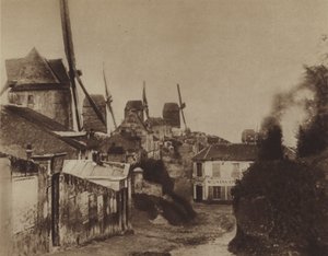 Brukene i Montmartre i 1845 (s/hvitt-bilde) av (after) French Photographer