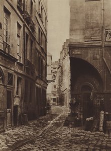 Rue des Marmousets i 1864, hentet fra rue Saint-Landry, var på stedet for det nye Hotel-Dieu (s/hv-bilde) av (after) French Photographer