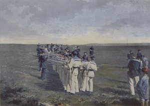 Besøk av våpnene etter avfyring (farget bilde) av (after) French Photographer