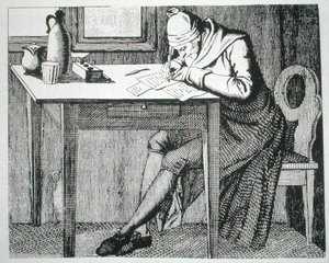 Gaspard Lavater (1741-1801) i sin studie, kopi av en illustrasjon fra hans 