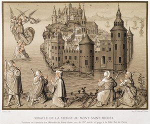 Miracle of the Virgin på Mont-Saint-Michel - faksimile av et camaieu-maleri av "Miraklene til Vår Frue" av (after) French School