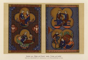 Scener fra Cliges og Fenice og Tristan og Isolde