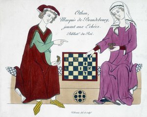 Othon, markis av Brandenburg, spiller sjakk - Tyskland 1200-tallet. av (after) German School