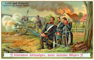 Bønn under slaget (chromolitho) av (after) German School