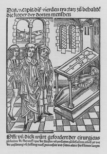 The Book of Cirurgia av Hieronymus Brunschwig (litho) av (after) German School