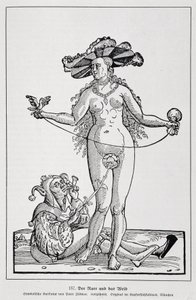 Kvinne og galning kiler penisen sin med en blomst, «Der Rarr und das Weib», «Erotisk kunsthistorie» av Edouard Fuchs, Berlin