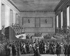 Den franske revolusjonskrig og antirevolusjonære bevegelser: Antoine Quentin Fouquier de Tinville, dit Fouquier Tinville (1746-1795), dommer av den revolusjonære domstolen på 12 blomstrende år 3 (1. mai 1795) av republikken. Gravering av Berthaut etter Gir