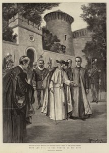 Pave Leo XIII i hans dagers vinter (gravering) av (after) Italian School