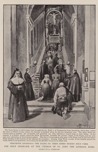 Den hellige trappen ved Johannes Laterankirken, Roma (litho) av (after) Italian School