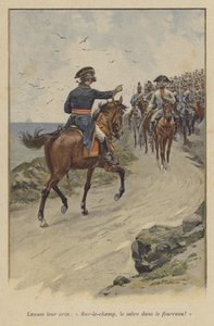 Lannes ropte til dem: "Slire sverdet umiddelbart!" (farge litho) av (after) Paris