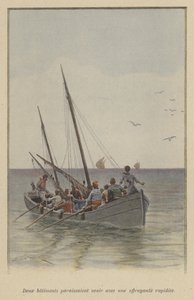 To skip nærmet seg med en skremmende hastighet (farge litho) av (after) Paris