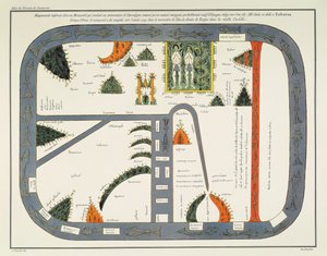 Kart over verden, fra et manuskript av en kommentar til apokalypsen, skrevet ca. 787 og kopiert ca. 1109 i klosteret Silos, Burgos, Spania (litho) av (after) Spanish School