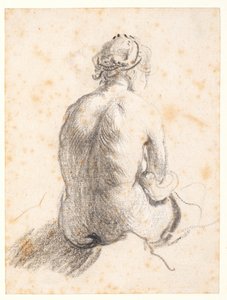 Studie av en kvinnelig naken (grafitt på papir) av (attr. to) Rembrandt Harmensz. van Rijn