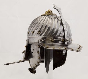 Zischägge, ca. 1620-25 (stål, jern, messing og lær) av (attr.to) German School