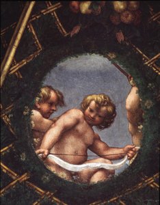 Engler ser ut et vindu - Fresco av (c.1489 1534) Correggio