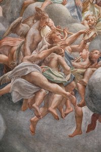 Vinkler som spiller musikkinstrumenter, , detalj av 3660852 av (c.1489 1534) Correggio