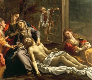 Lamentation over the Dead Christ, ca 1524, av Antonio Allegri, kjent som Correggio (1489-ca 1534), olje på lerret