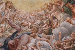 Jomfru mellom Adam og Eva, detalj av 3660852 av (c.1489 1534) Correggio