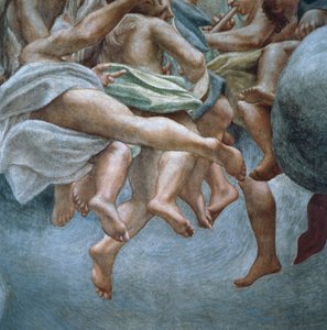 Engler, detaljer av fresker fra delen av Abraham og Isaac, fra kuppelen til Parma-katedralen, av Antonio Allegri Da Correggio (1489-1534) av (c.1489 1534) Correggio