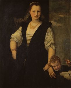 Portrett av en kvinne med et barn og en hund (for detaljer se 95740)