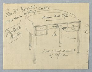 Design for mahogni-skrivebord for George M. Nowell