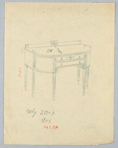 Design for skjenk med neo-klassiske vasemotiver av A.N. Davenport Co.