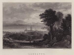 Lausanne (farge litho) av A.V. Copley (after) Fielding