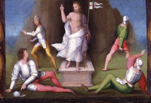 Oppstandelsen - detalj av en predella av A.  Piccinelli