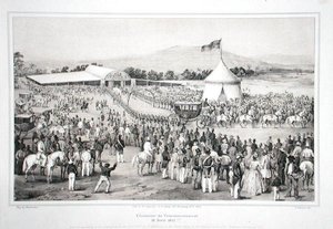 Kroningen av general Faustin Soulouque (ca. 1785-1867) som keiser av Haiti av A. (after) Hartmann