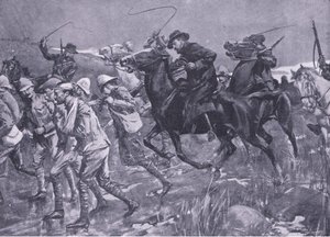 De Wets behandling av britiske krigsfanger på marsj, illustrasjon fra After Pretoria: The Guerilla War, 1902