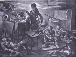 Drapet på to menn fra Comptons Horse mens de skrev brev hjem, illustrasjon fra After Pretoria: The Guerilla War, 1902