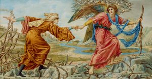 Love Leading the Pilgrim etter Sir E. C. Burne-Jones, 1894 (olje på elfenben)