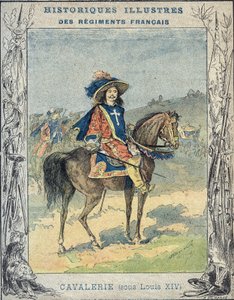 Kavaleri under Louis XIV - Fra et beskyttende omslag for skolebøker, slutten av 1800-tallet - Kavaleri sous Louis XIV - illustrasjon av A Demarle - Protege notebook historique, slutten av 1800-tallet -
