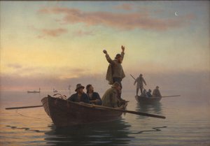 Hornfiskfiske med drivnot. Tidlig morgen av A. Dorph
