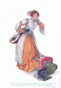 Katherine var en dame med ustyrlig ånd og brennende temperament (The Taming of the Shrew), fra Tales fra Shakespeare pub. av Ward Lock & Co Ltd