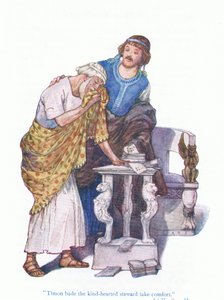 Timon ba den godhjertede stewarden trøste seg (Timon of Athens), fra Tales fra Shakespeare pub. av Ward Lock & Co Ltd av A. Jackson