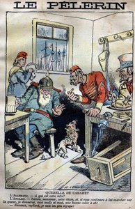 Cabaret Querelle: Cartoon about the colonial wars between England, Germany, France and the United States around the situation in Fachoda in Africa. Engraving by Lemot in “” le Pelerin”” of 23 April 1899 (The Fachoda crisis: serious diplomatic incident betw