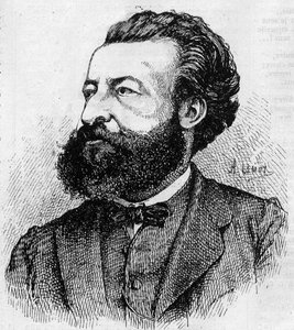 Portrett av Ulrich de Fonvielle (1833-1911), fransk journalist og literator - Gravering av Lemot fra 1870