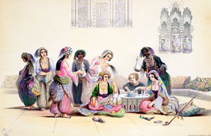 Interiør i et harem, Kairo, Egypt, midten av 1800-tallet av A Margaretta Burr