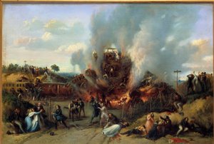 Jernbanekatastrofe i Bellevue på jernbanen i Versailles 8/05/1842 Maleri av A. Provost (aktiv 1834-1855) 1842 Sceaux, musee de l