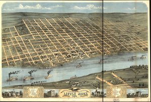 Fugleperspektiv av byen Little Rock, hovedstaden i Arkansas 1871.