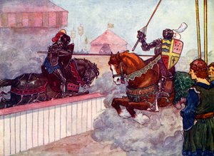 Greven red igjen og igjen på Edward til lansen hans ble splintret i hånden hans, c1270, 1905.