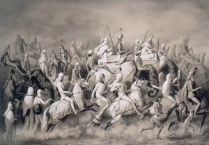 Chir Singh, Maharajah av sikhene og kongen av Punjab med sitt følge på jakt nær Lahore, 1859