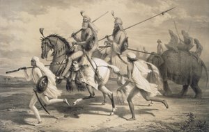 Sikh Chieftans går på jakt, fra "Voyages in India", pub. av Smith, Elder und Co., 1858