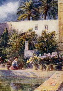 Sevilla, Gardens of the Alcazar (farge litho) av A. Trevor Haddon