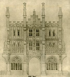 Arkitektonisk tegning: Østfront, 1833-1834, 1906. av A. W. N. Pugin