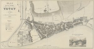 Kart over byen Vevey i 1726 av A. de Mandrot